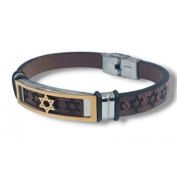 צמיד עור חום מגני דוד סנט... | צמידים - עד 10$
